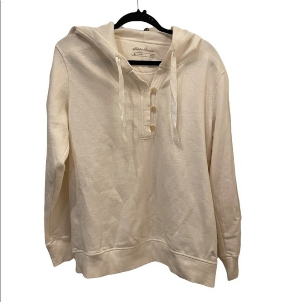 Eddie Bauer Ivory Fleece Sweatshirt Women Large
Condition 8/10 no flaws